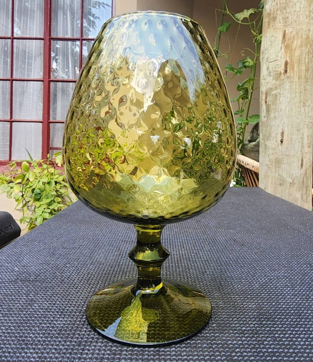 Vases Large 26cm High Vintage 1960s Olive Green Empoli Italian Style